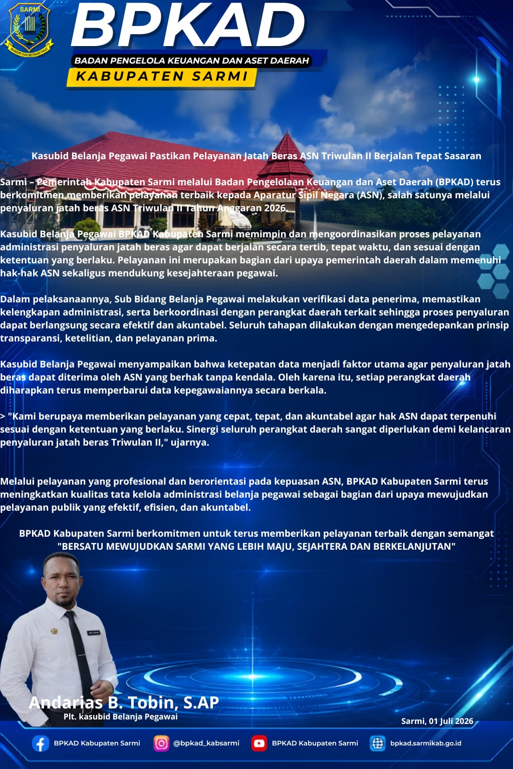 PELAYANAN JATAH BERAS ASN TRIWULAN II PEMERINTAH KABUPATEN SARMI