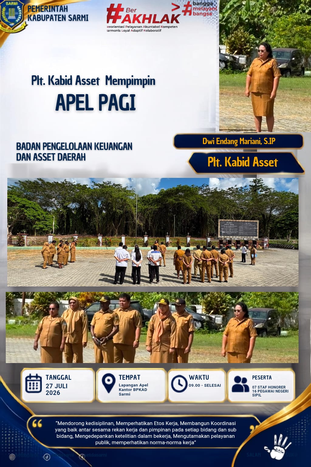 APEL PAGI, SENIN 27 JULI 2026
